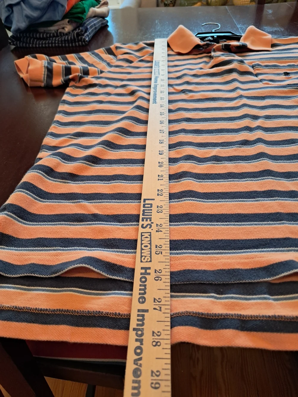 Polo By Ralph Lauren Peach and Navy Horizontal Stripe Polo